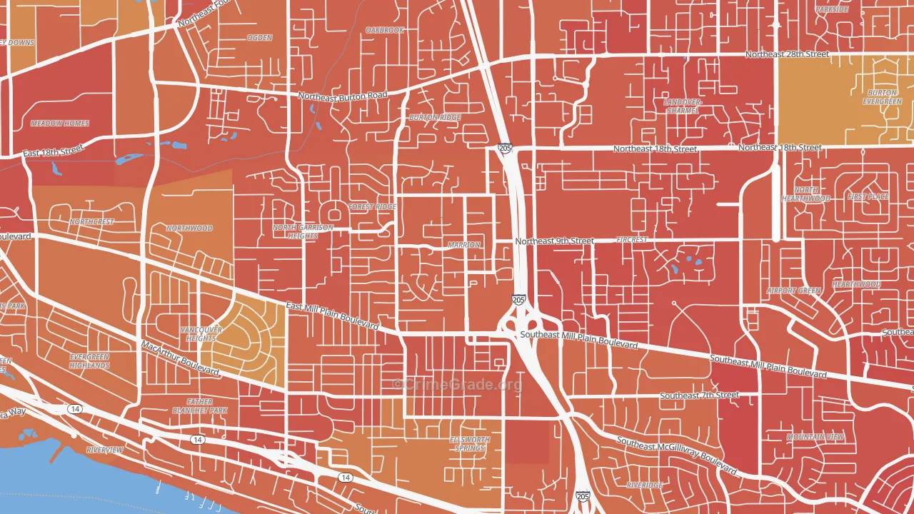 Marrion, Vancouver, WA Map of Vandalism Rates