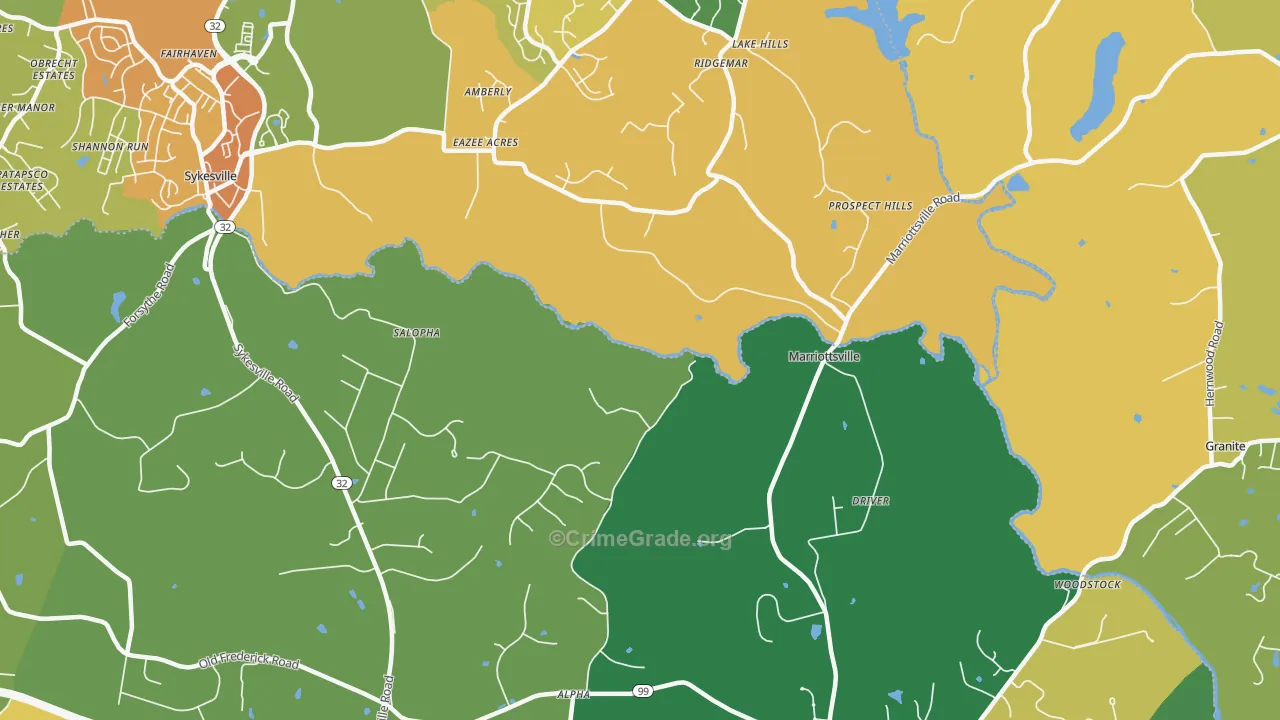 Marriottsville, MD Map of Vandalism Rates