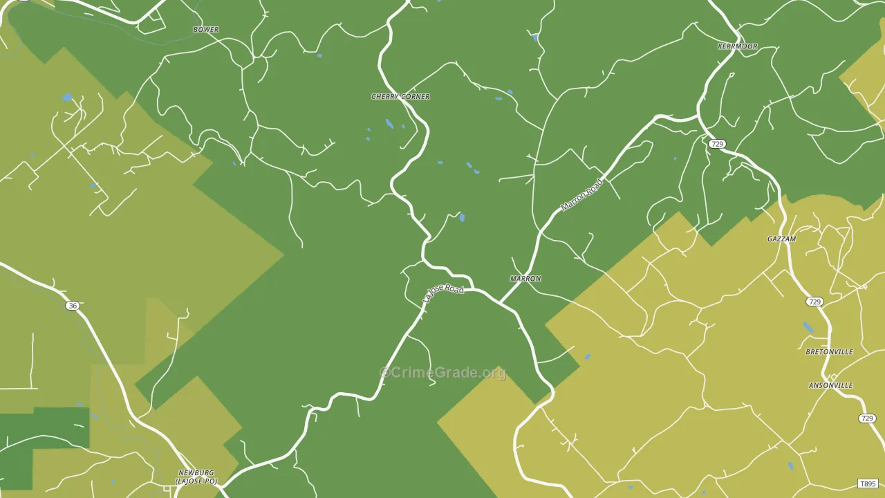 Marron, PA Map of Vandalism Rates