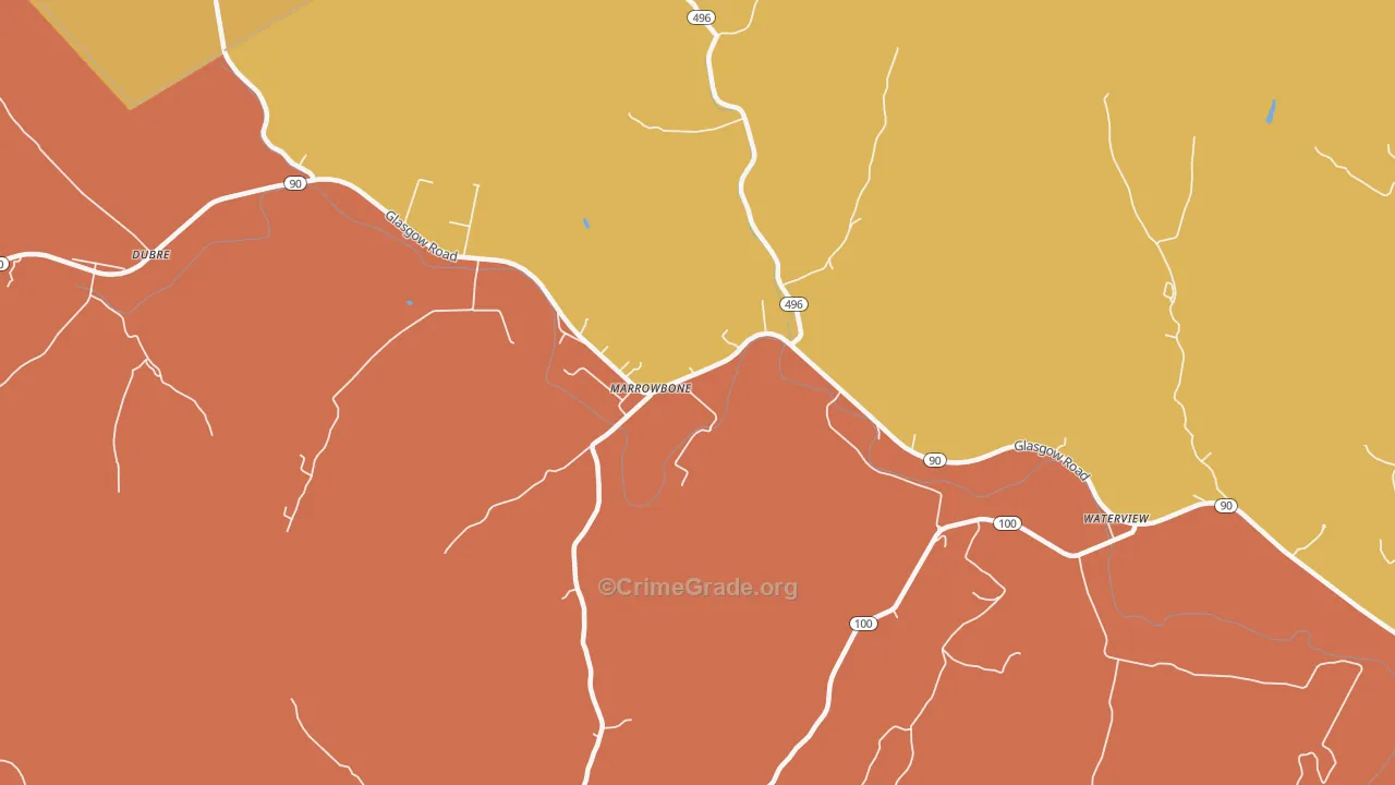 Marrowbone, KY Map of Vandalism Rates