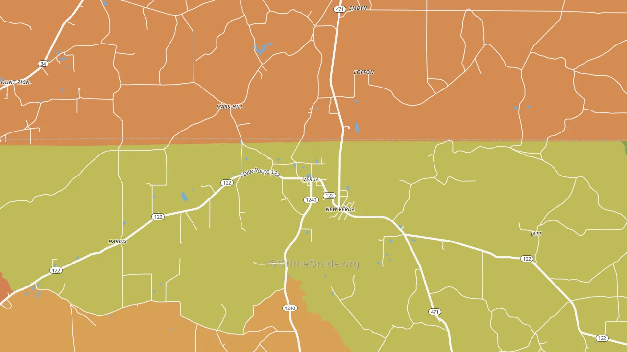 Mars Hill, LA Map of Vandalism Rates