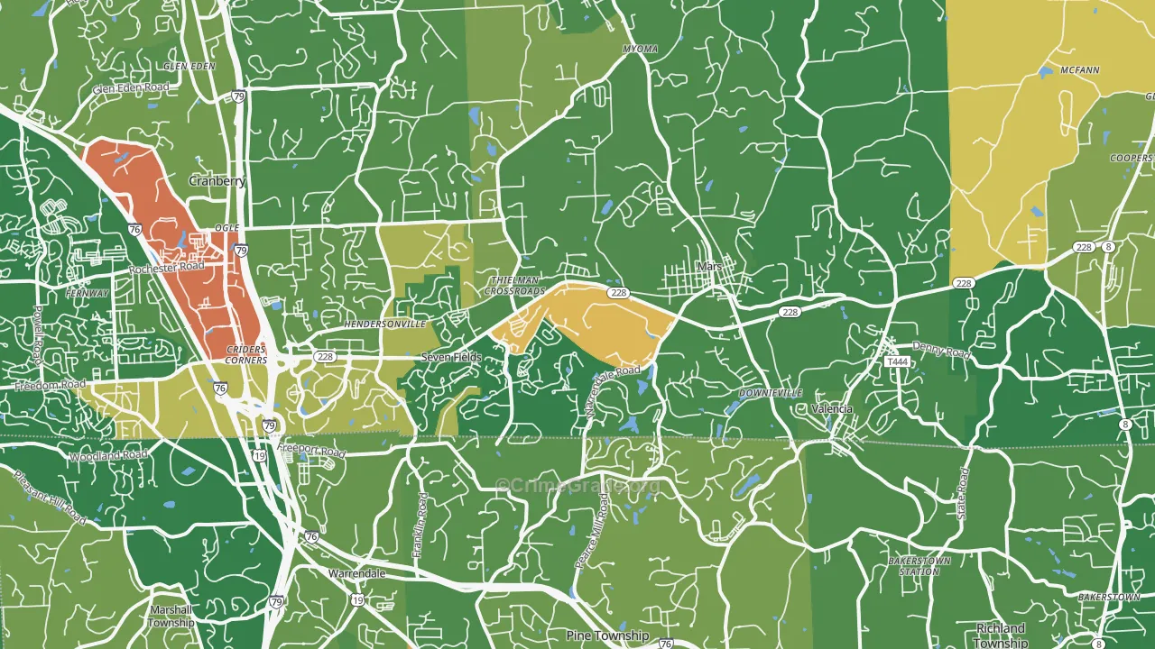 Mars, PA Map of Vandalism Rates