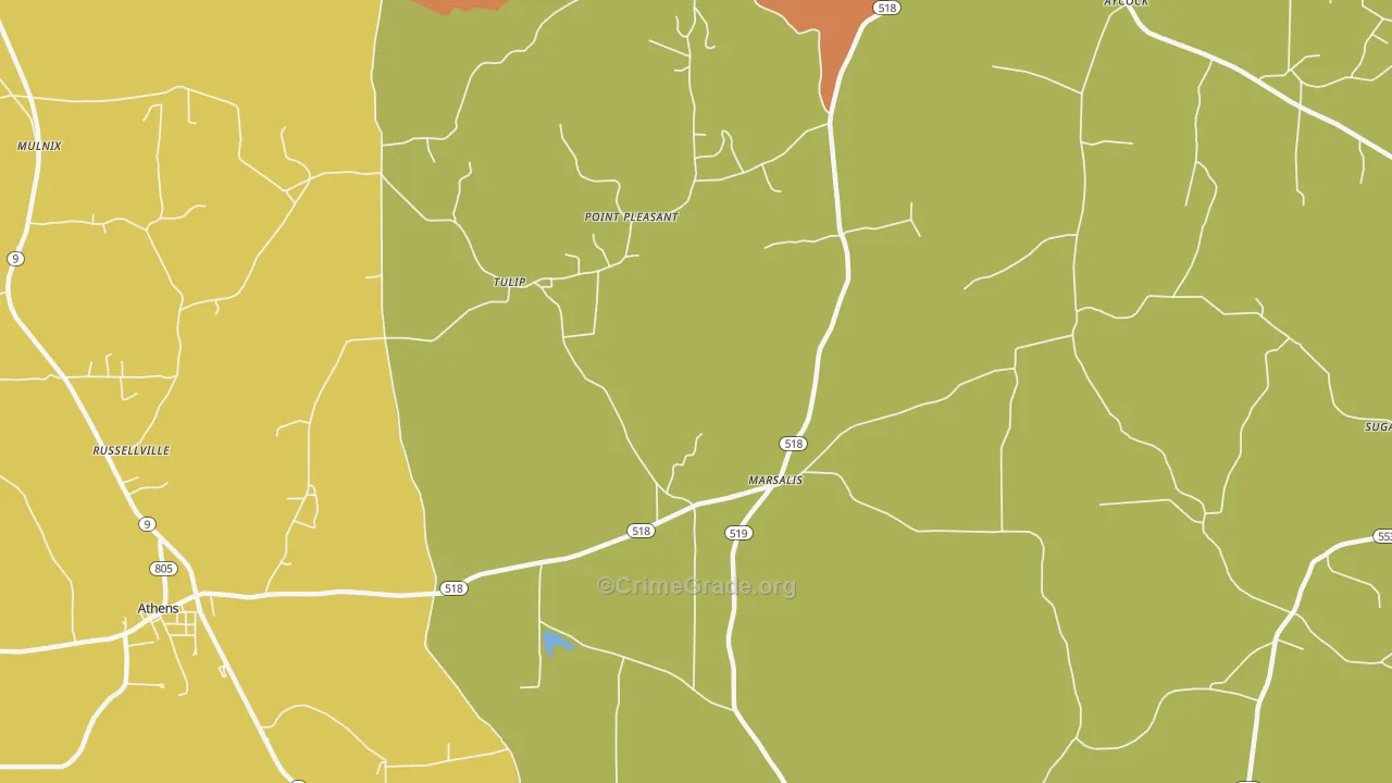 Marsalis, LA Map of Vandalism Rates