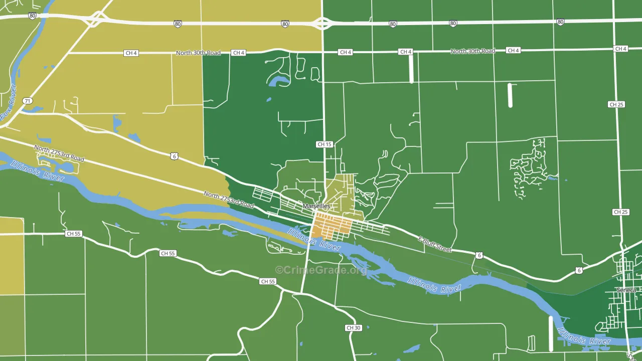 Marseilles, IL Map of Vandalism Rates