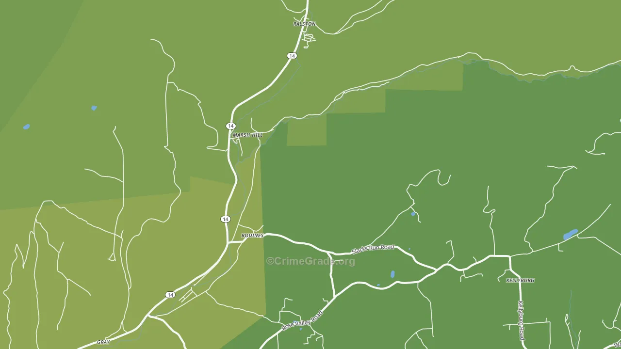 Marsh Hill, PA Map of Vandalism Rates
