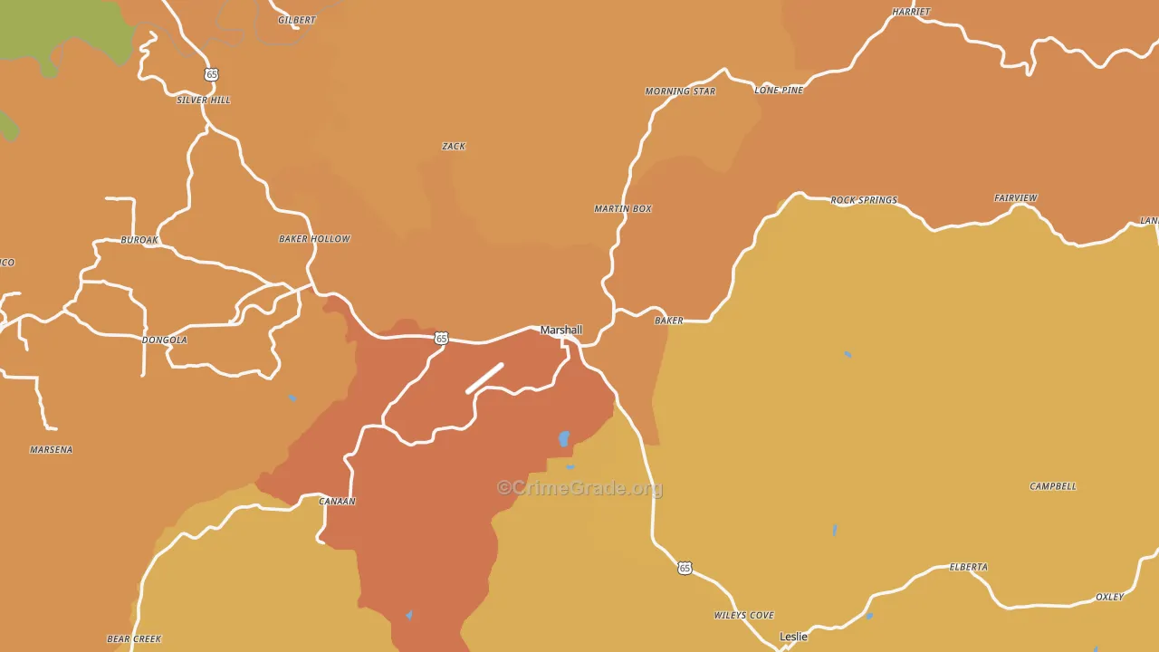 Marshall, AR Map of Vandalism Rates