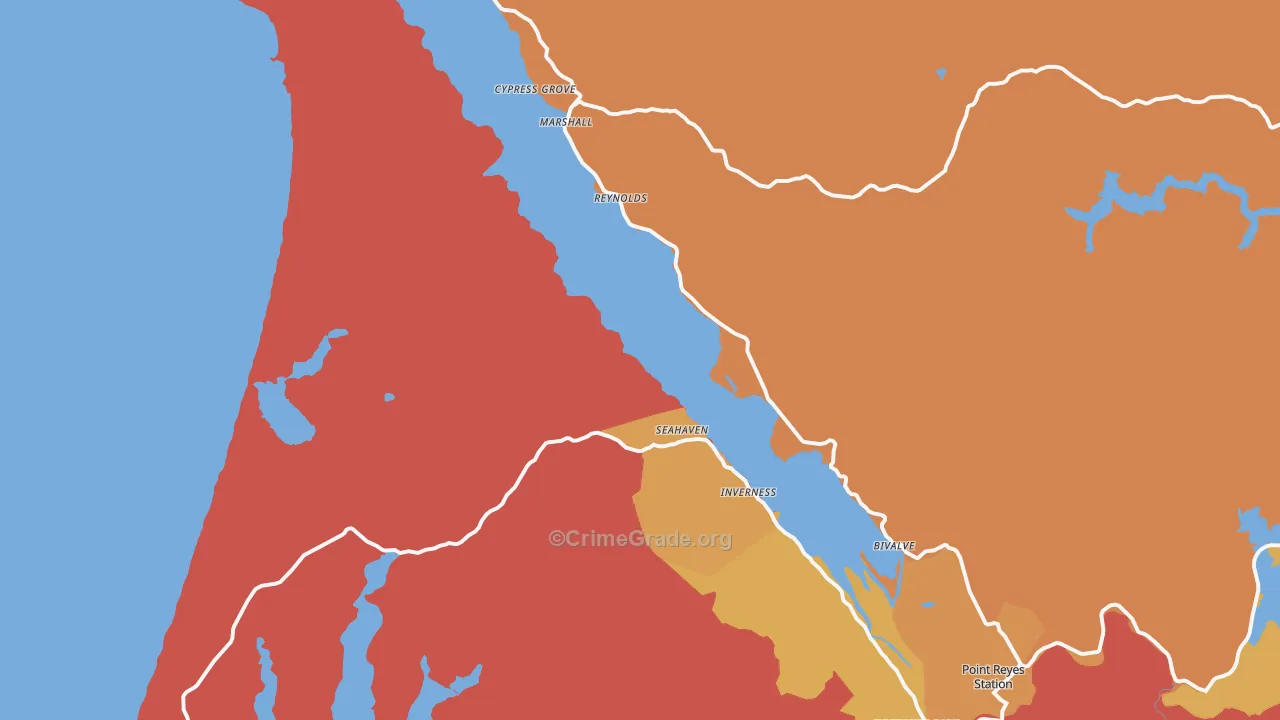 Marshall, CA Map of Vandalism Rates