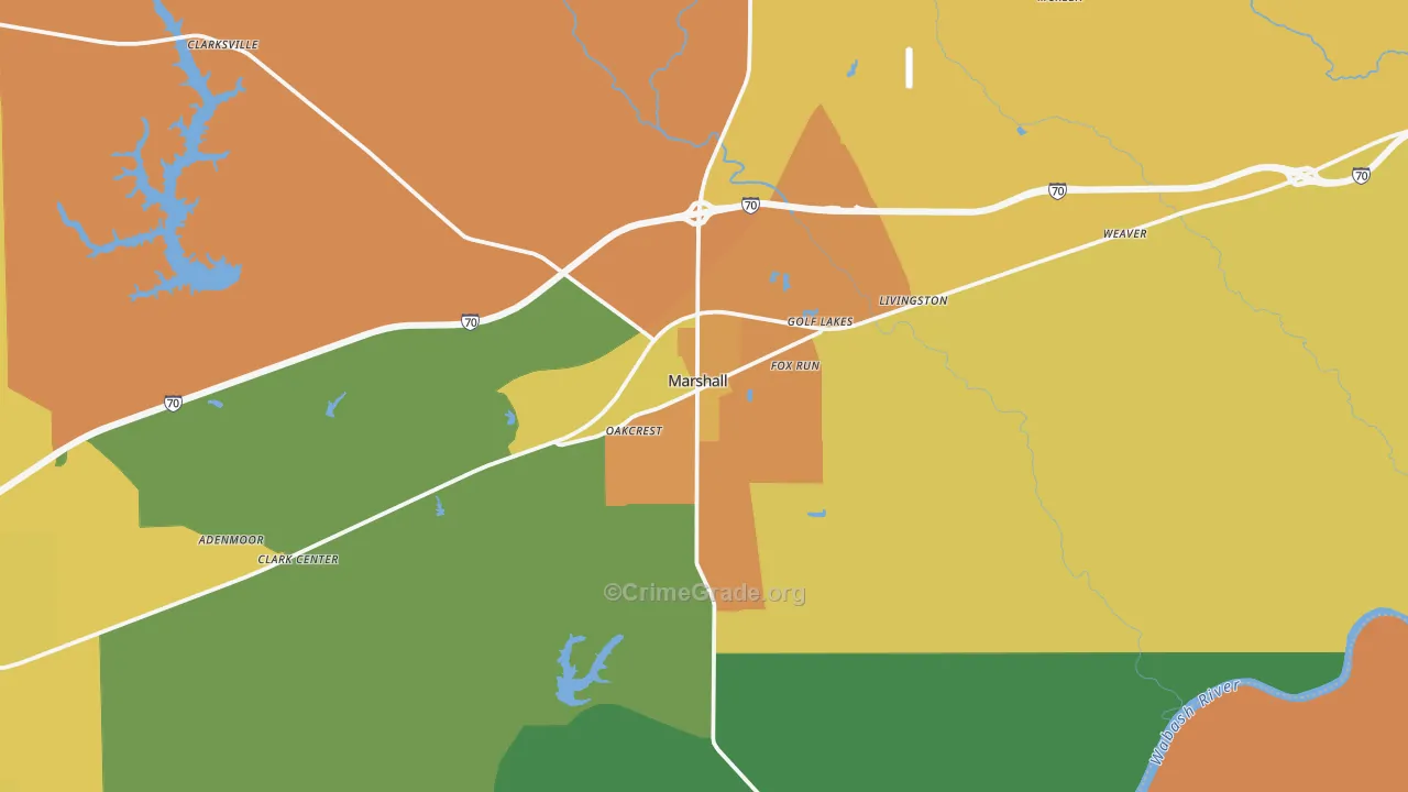 Marshall, IL Map of Vandalism Rates