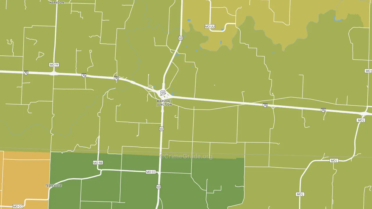 Marshall Junction, MO Map of Vandalism Rates