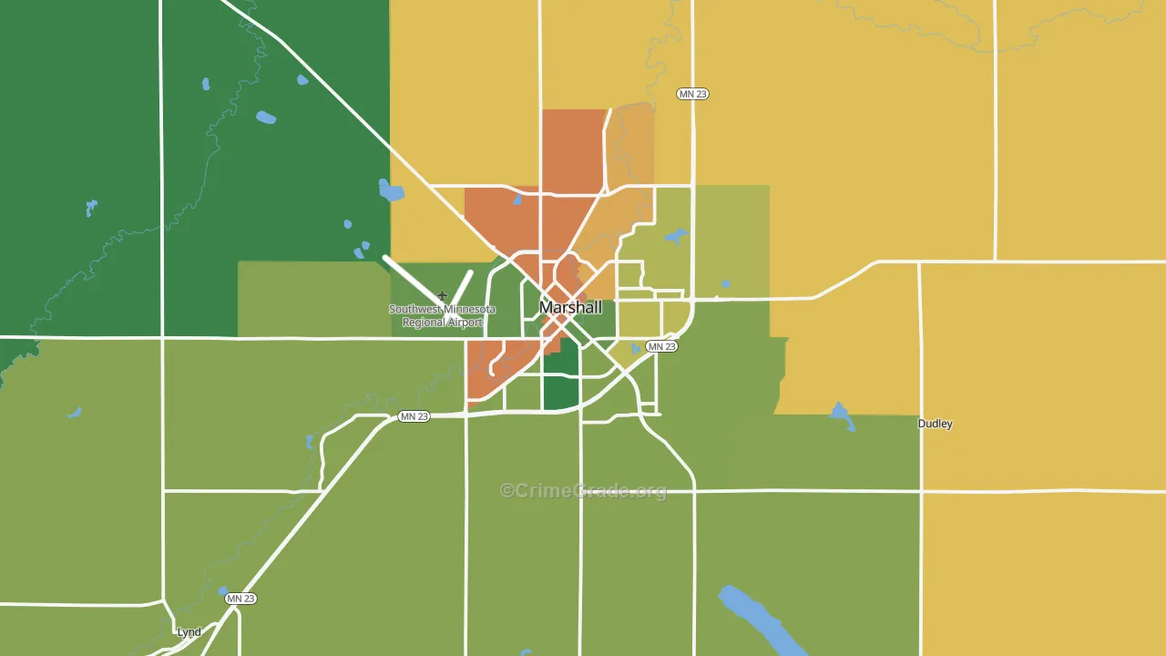 Marshall, MN Map of Vandalism Rates