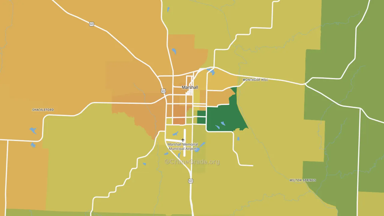 Marshall, MO Map of Vandalism Rates