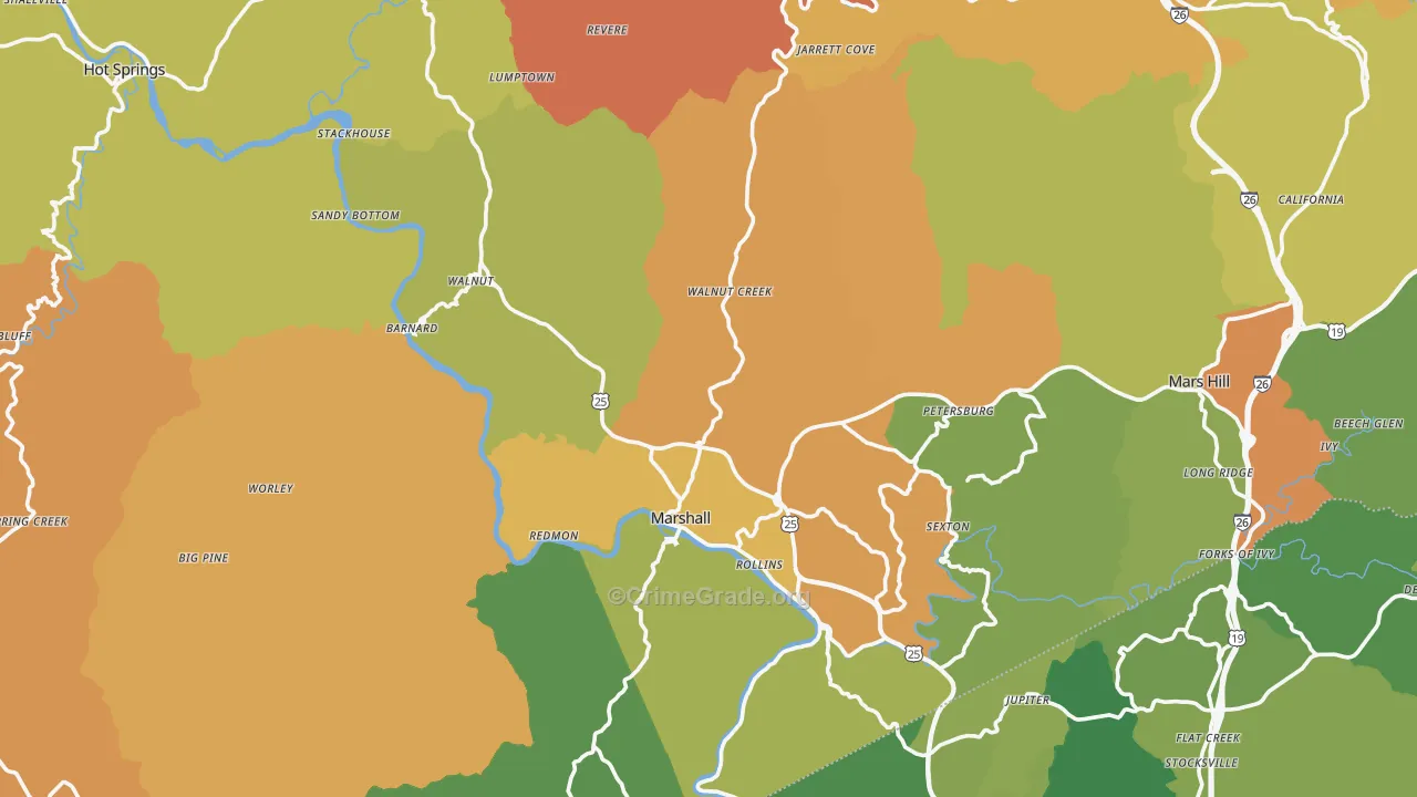 Marshall, NC Map of Vandalism Rates