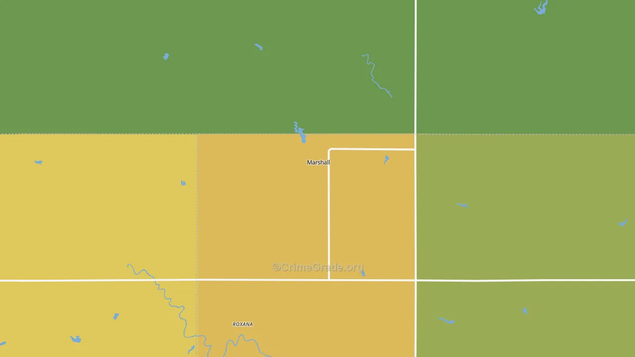 Marshall, OK Map of Vandalism Rates