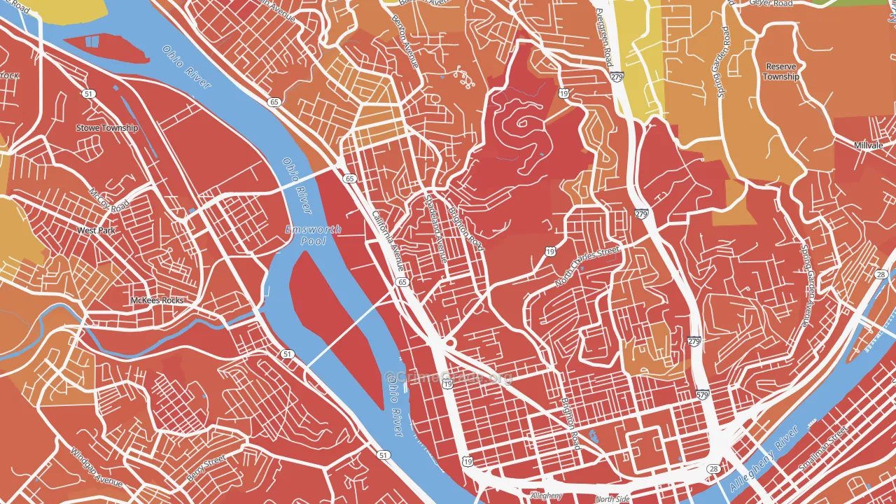 Marshall-Shadeland, Pittsburgh, PA Map of Vandalism Rates