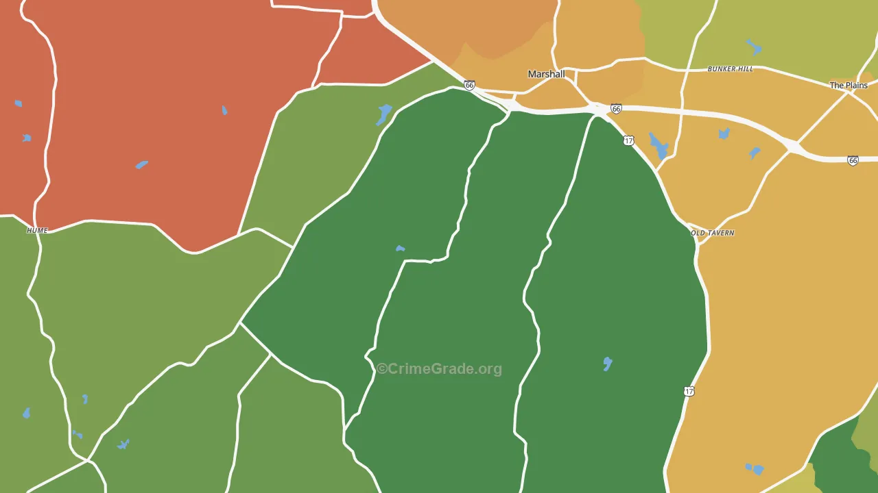 Marshall, VA Map of Vandalism Rates