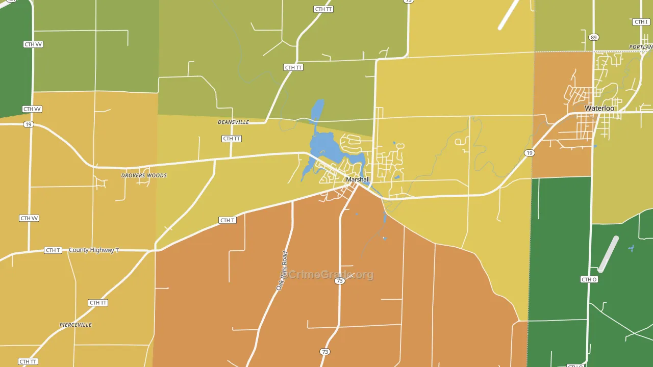 Marshall, WI Map of Vandalism Rates