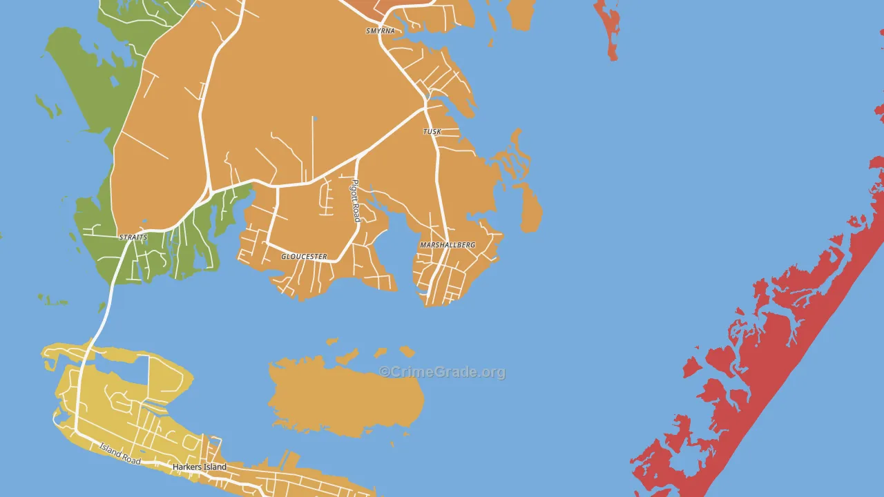 Marshallberg, NC Map of Vandalism Rates