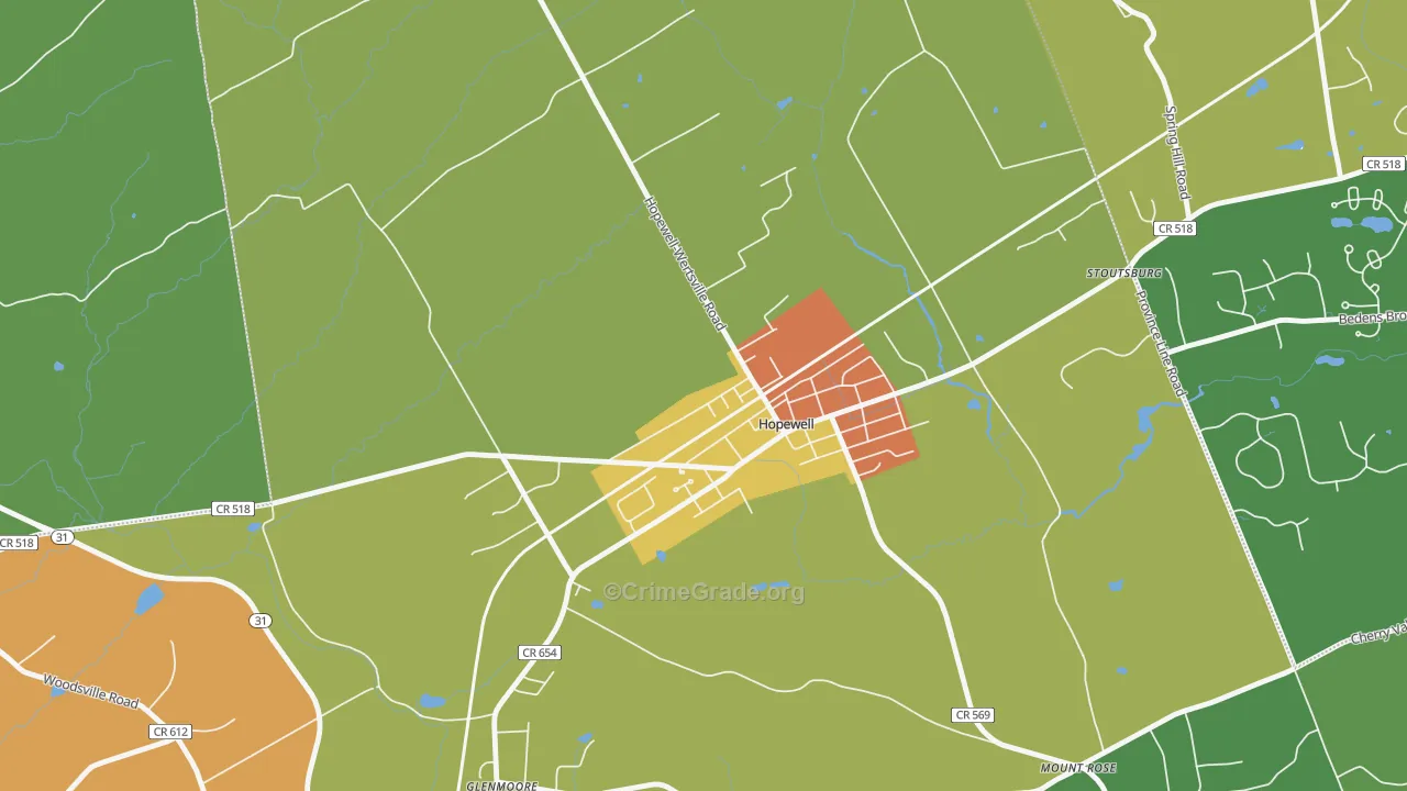 Marshalls Corner, NJ Map of Vandalism Rates
