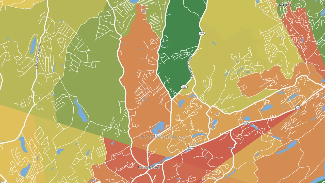 Marshalls Creek, PA Map of Vandalism Rates