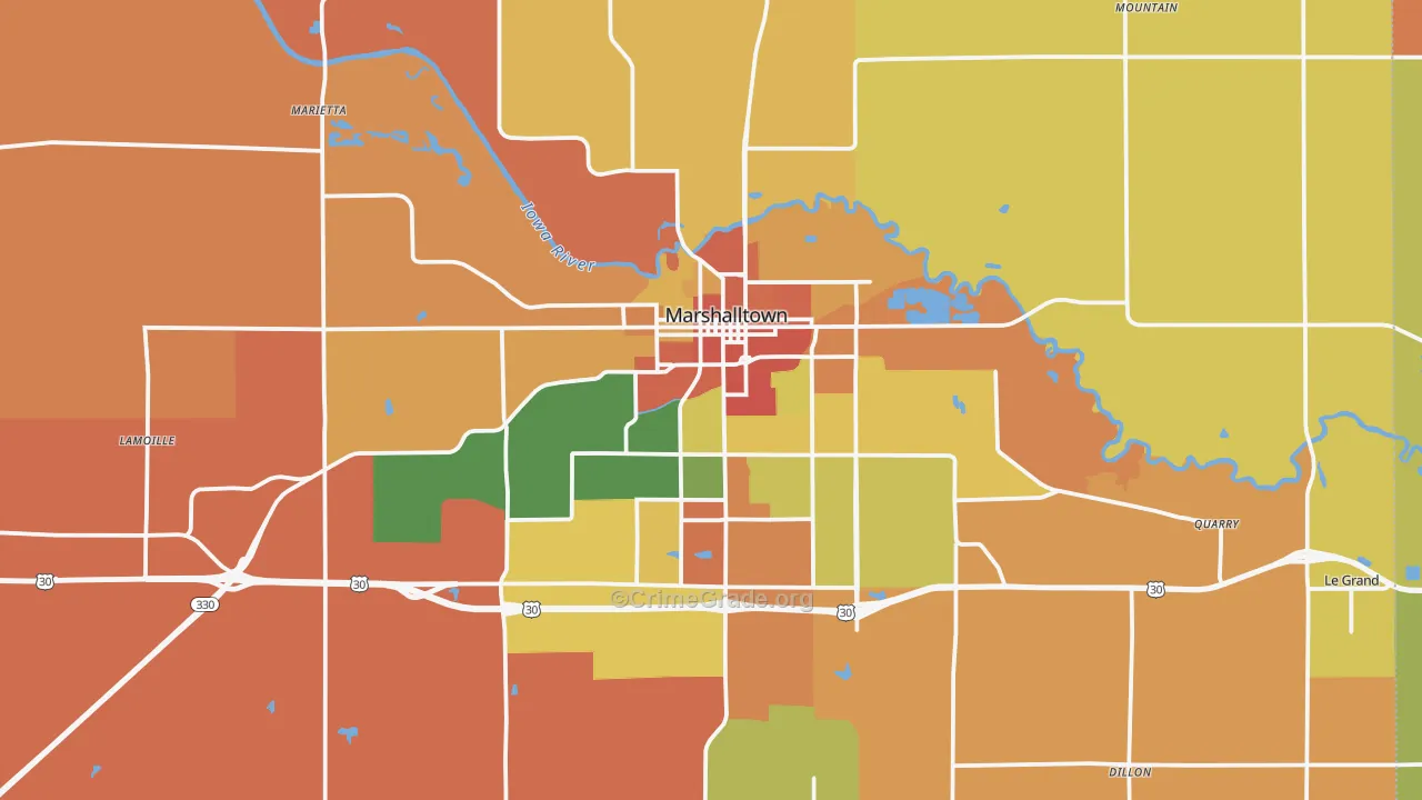 Marshalltown, IA Map of Vandalism Rates