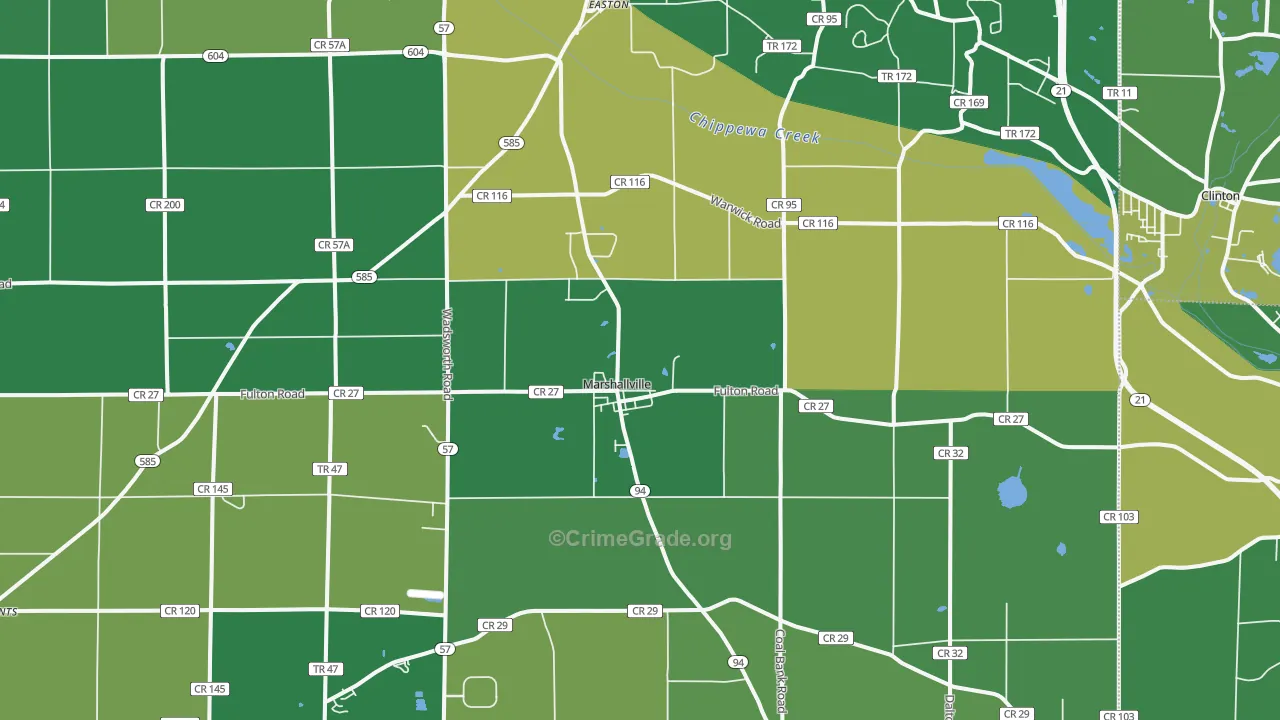 Marshallville, OH Map of Vandalism Rates