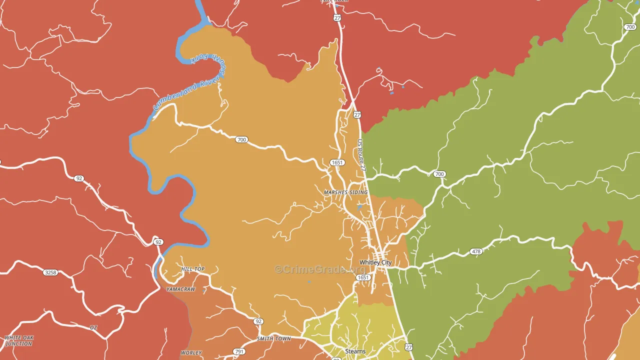 Marshes Siding, KY Map of Vandalism Rates