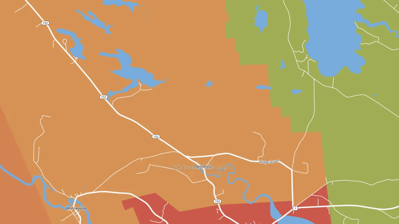 Marshfield, ME Map of Vandalism Rates