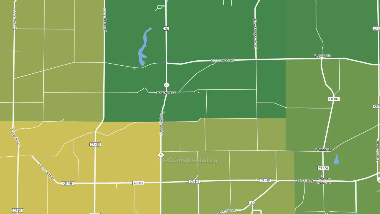 Marshfield, NY Map of Vandalism Rates