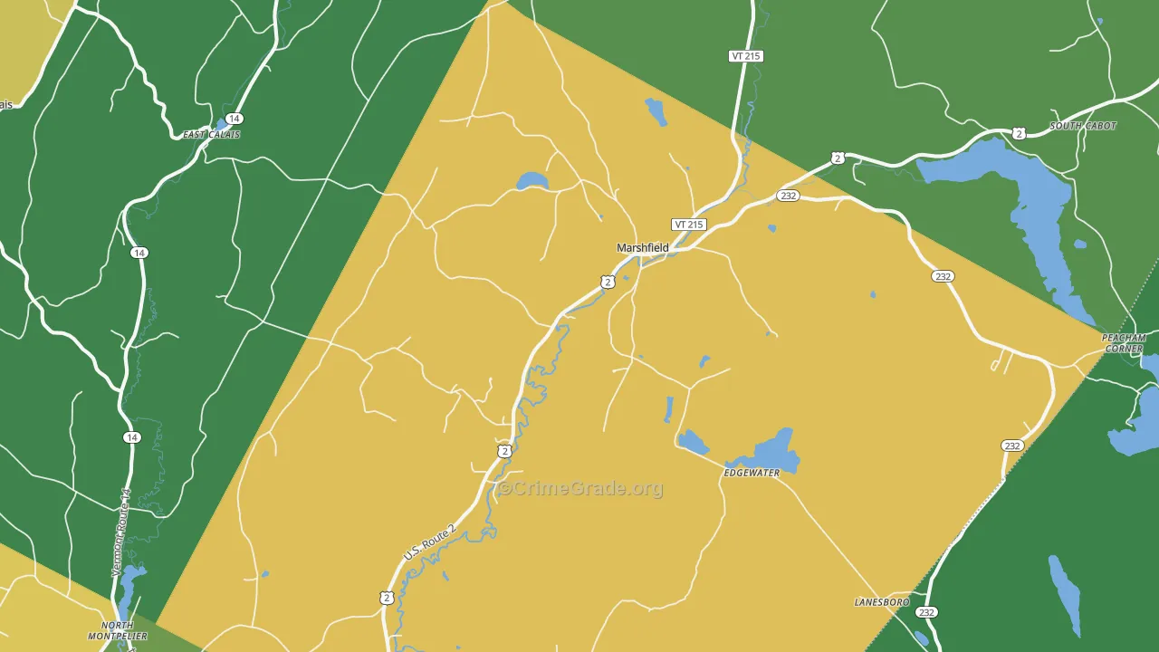 Marshfield, VT Map of Vandalism Rates