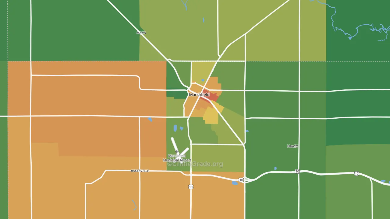 Marshfield, WI Map of Vandalism Rates