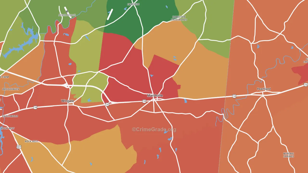 Marshville, NC Map of Vandalism Rates