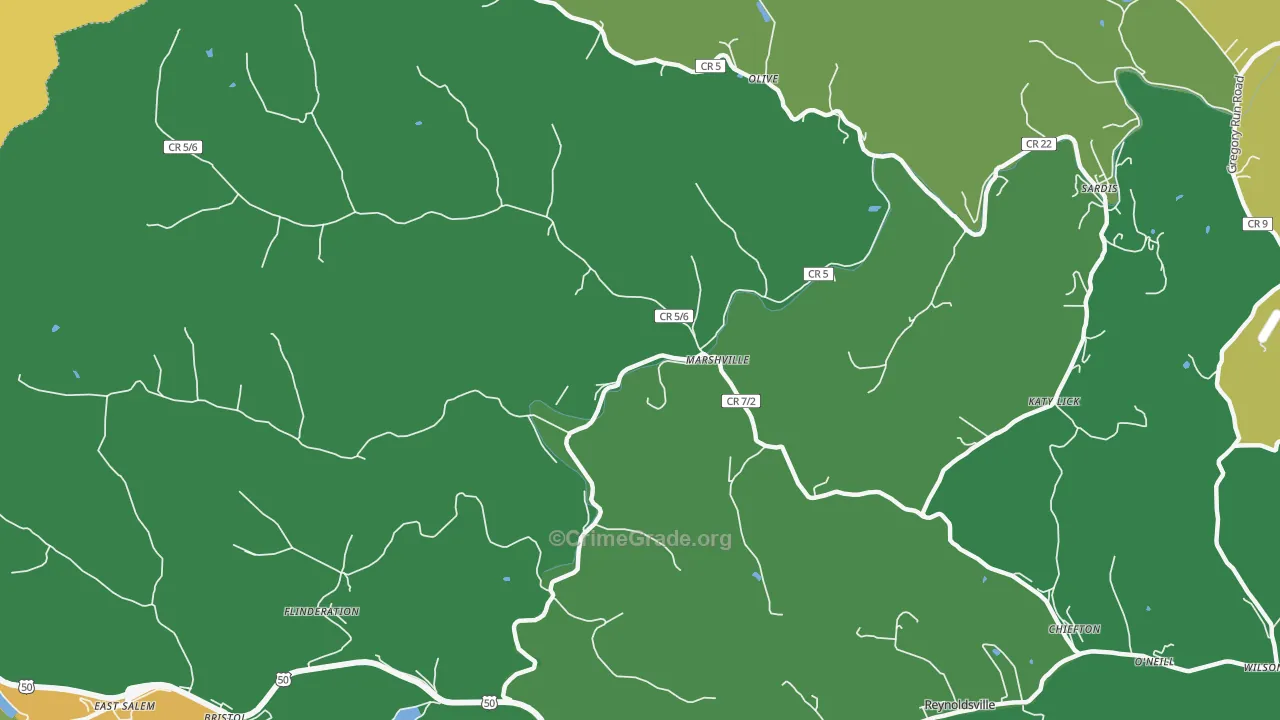 Marshville, WV Map of Vandalism Rates
