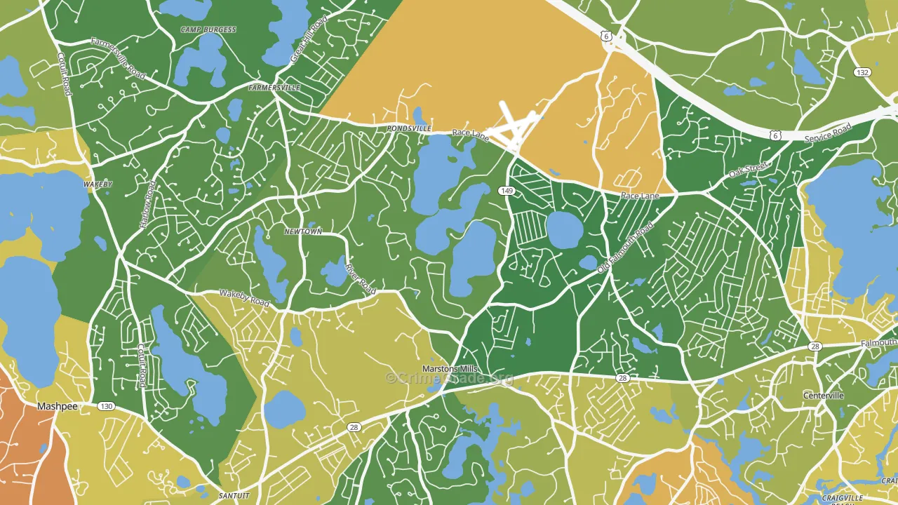 Marstons Mills, MA Map of Vandalism Rates