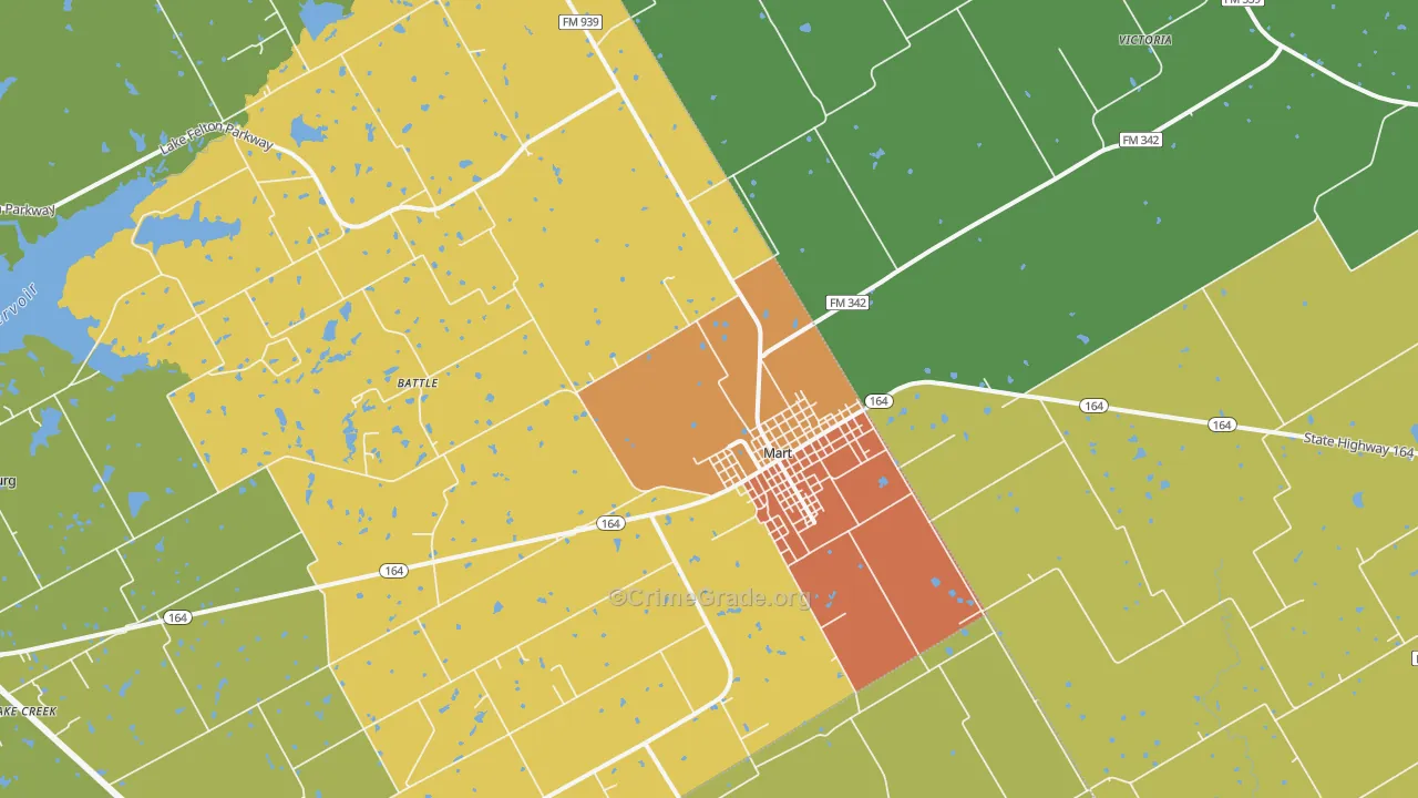 Mart, TX Map of Vandalism Rates