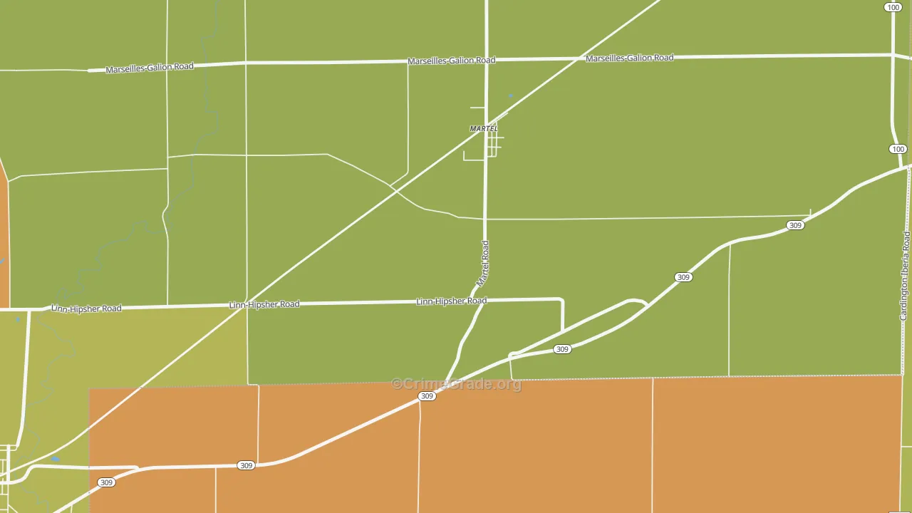 Martel, OH Map of Vandalism Rates
