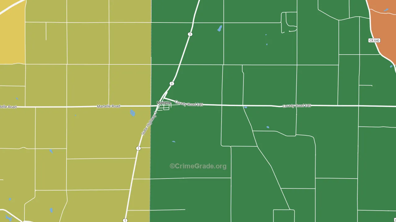 Martelle, IA Map of Vandalism Rates