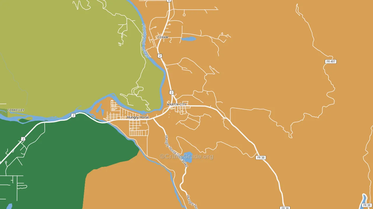 Martin City, MT Map of Vandalism Rates