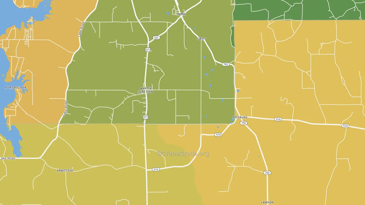 Martin Junction, LA Map of Vandalism Rates