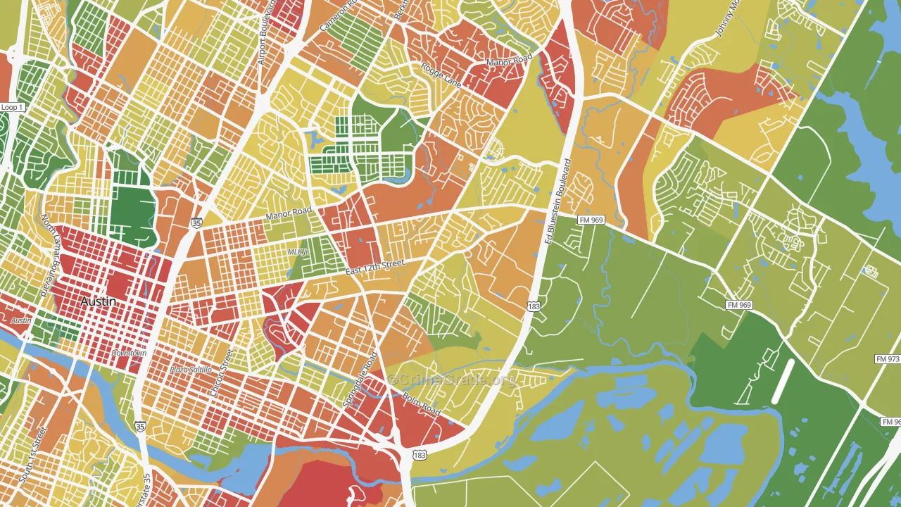 Martin Luther King, Austin, TX Map of Vandalism Rates