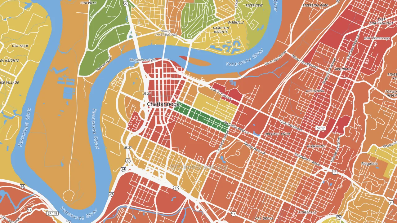 Martin Luther King, Chattanooga, TN Map of Vandalism Rates