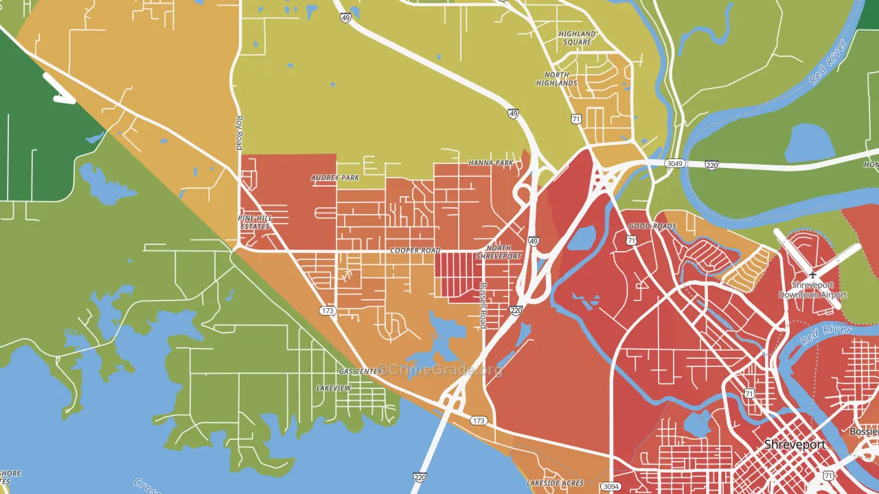 Martin Luther King, Shreveport, LA Map of Vandalism Rates