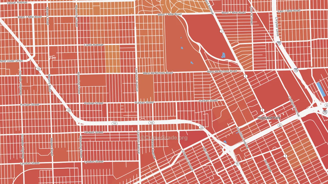 Martin Park, Detroit, MI Map of Vandalism Rates