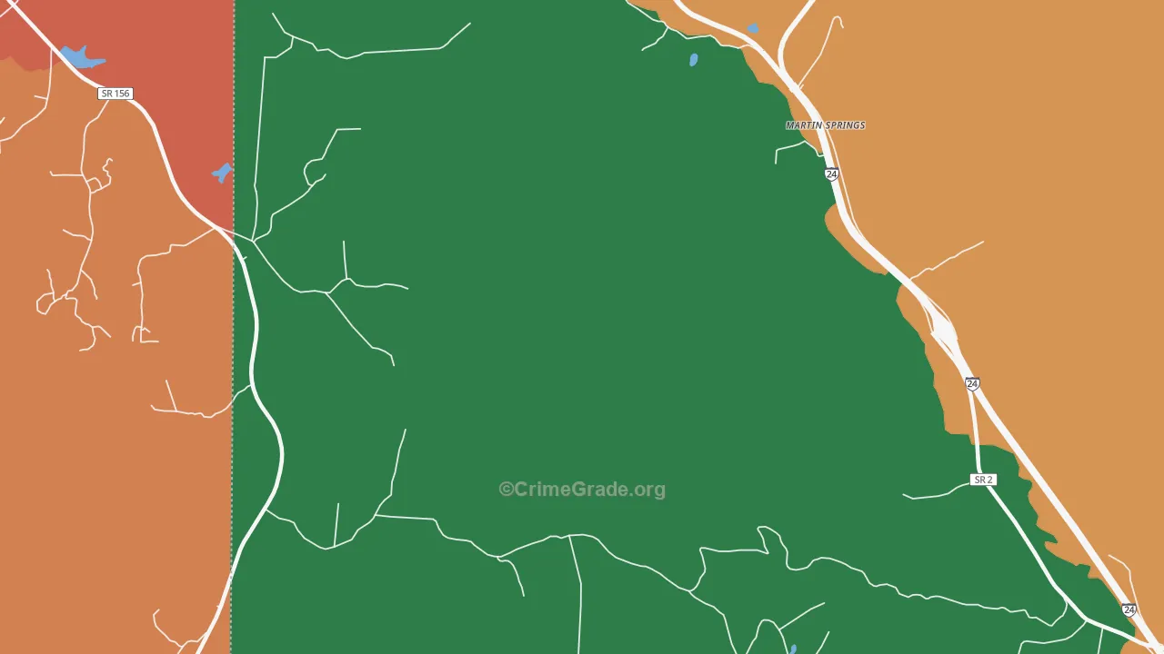 Martin Springs, TN Map of Vandalism Rates