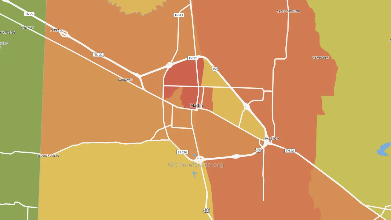 Martin, TN Map of Vandalism Rates