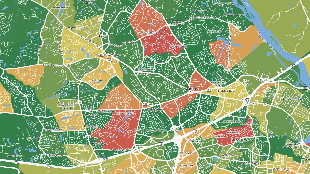 Martinez, GA Map of Vandalism Rates