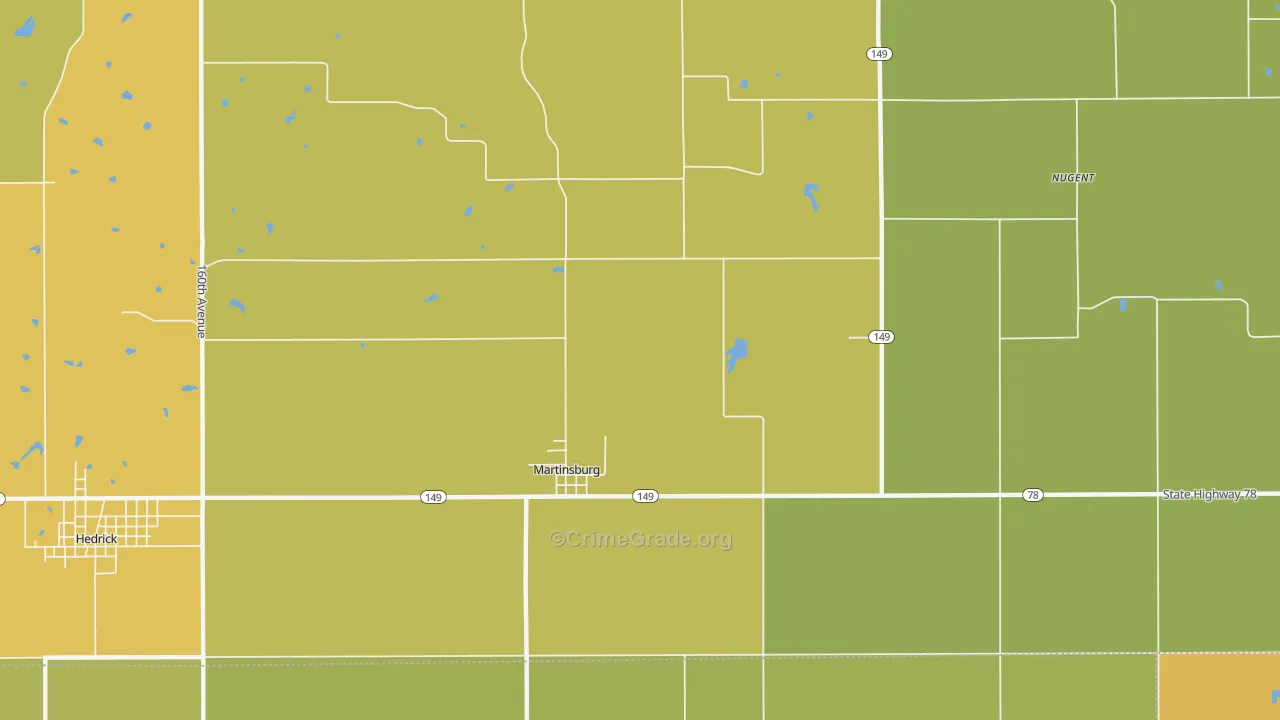 Martinsburg, IA Map of Vandalism Rates