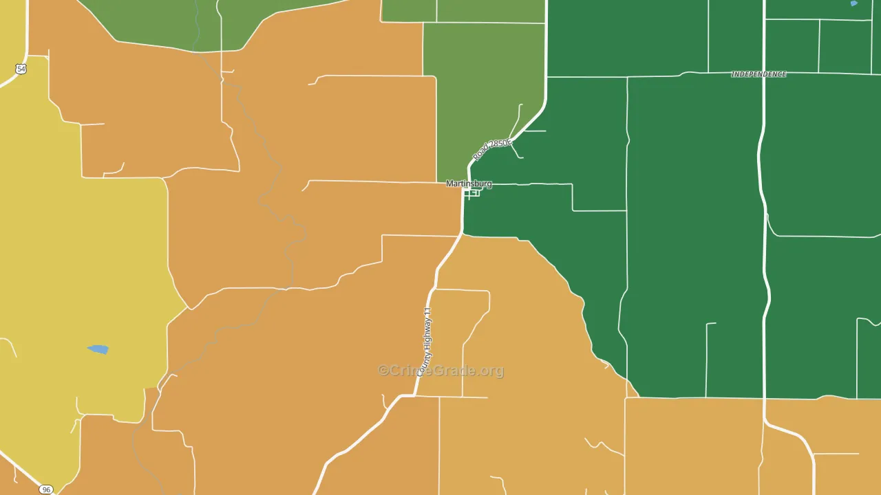 Martinsburg, IL Map of Vandalism Rates
