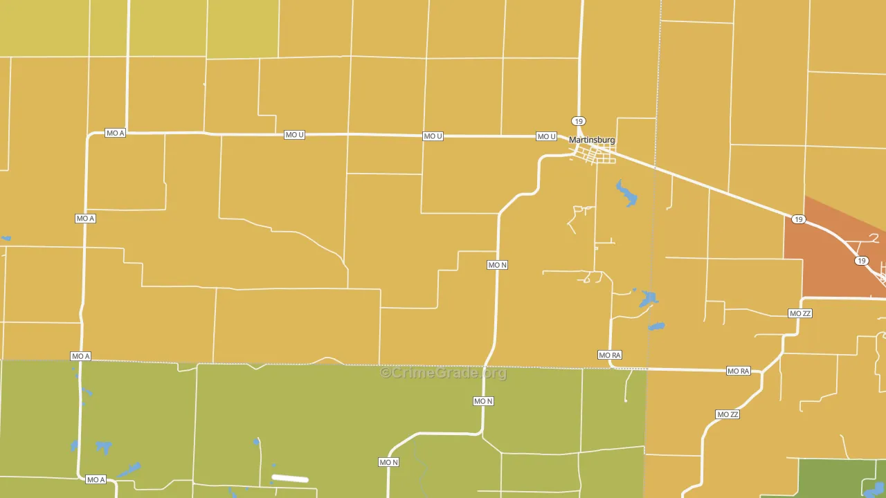 Martinsburg, MO Map of Vandalism Rates