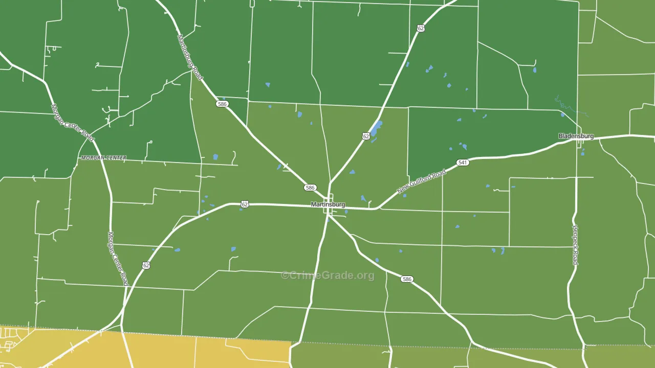 Martinsburg, OH Map of Vandalism Rates