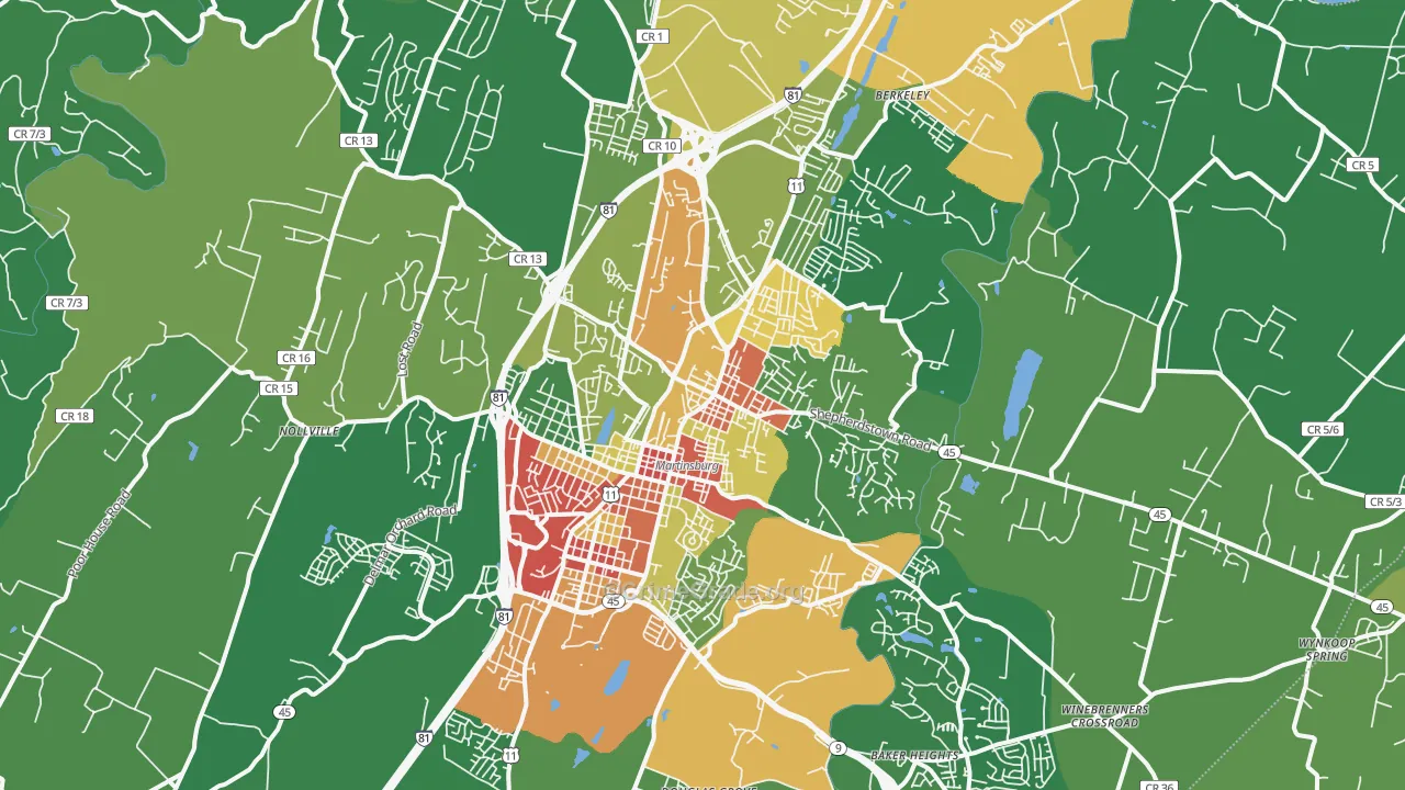 Martinsburg, WV Map of Vandalism Rates